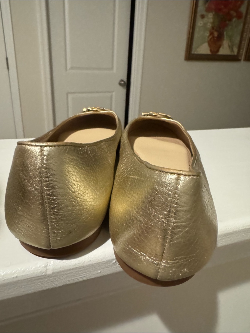 Tory Burch Metallic Gold Leather Ballet Flats